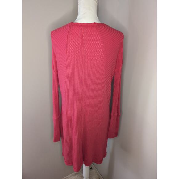 Free people Ventura thermal Y2K soft waffle knit coral scoop neck med top - Picture 3 of 7